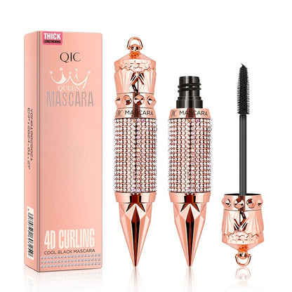 Scepter Mascara, Waterproof Smudge Proof Elongate Eyelashes Makeup Tool, Natural Thick Curling Mascara, Rhinestone Decorative Shell