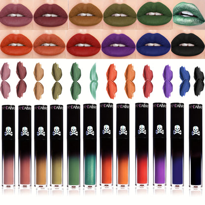 Gothic Matte Lip Gloss Dramatic Style Dark Lip Gloss, Halloween Lipstick, Cool Girl Long Lasting Color Rendering Lip Tint Face Paint Valentine's Day Gifts For Music Festival