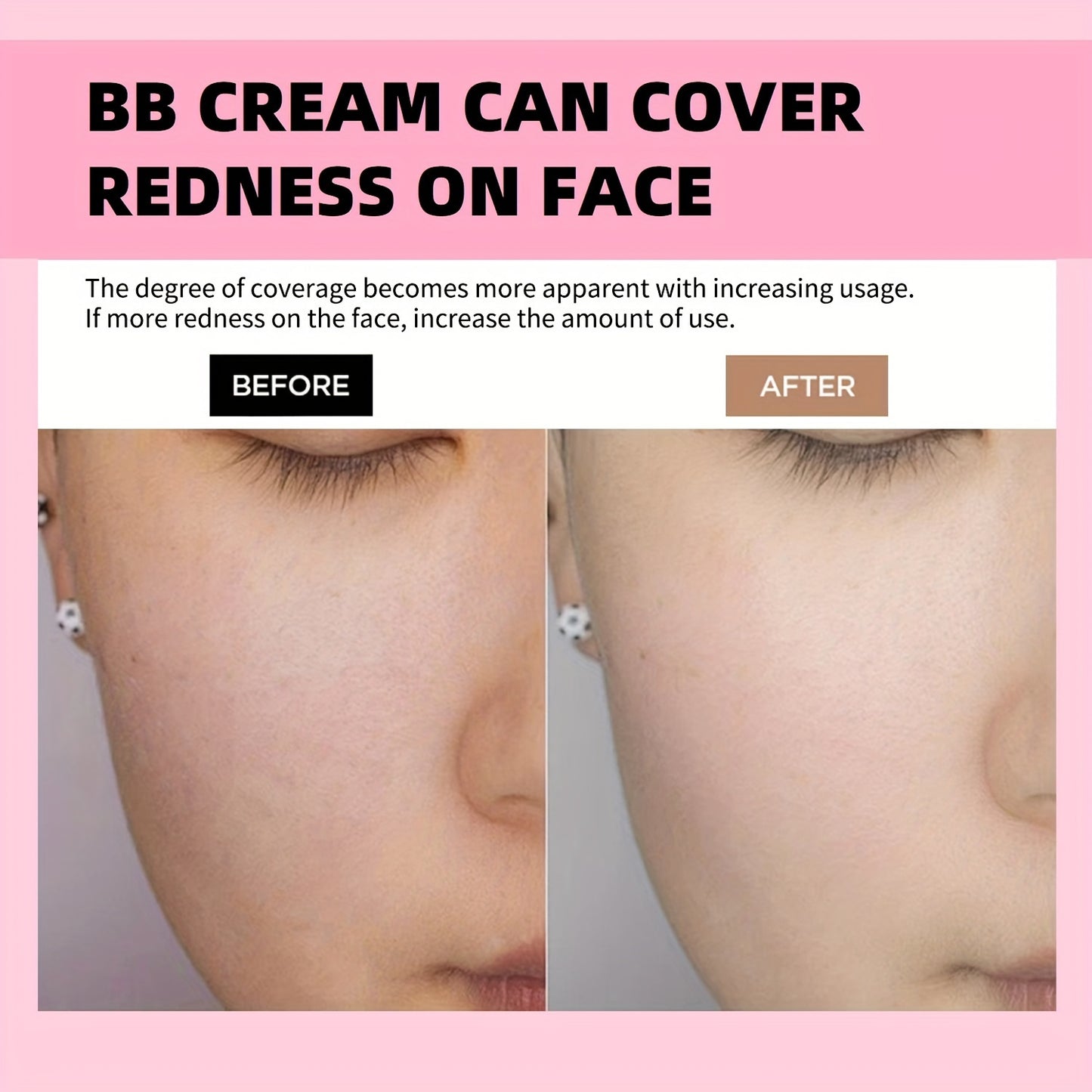 BB Cream Foundation With Mushroom Head Sponge, Full Coverage Long Lasting Moisturizing, Concealer Foundation Natural Nude Makeup