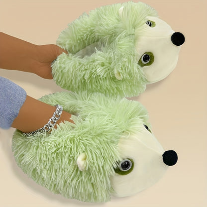 Cute Hedgehog Fluffy Novelty Slippers, Indoor Soft Sole Platform Slip On Warm Lined Shoes, Cozy Home Non-slip Footwear