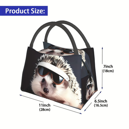 1pc Funny Hedgehog, Reusable Cooler Bag, Insulated Bag, Insulated Lunch Bag, For Camping Picnic Beach Essentials, Suitable For School, Classroom, Canteen, Office And Worker, 27.94x16.51x17.78 Cm